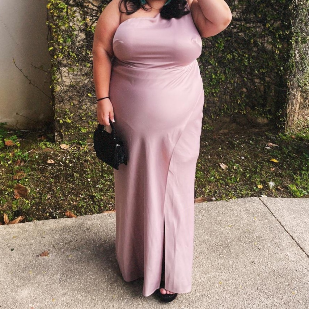 BHLDN | 26W | Dylan One-Shoulder Satin Side Slit Dress - Picture 2 of 9